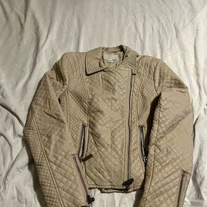 Beige Quilted Jacket with Zipper Details Bariii size large women double